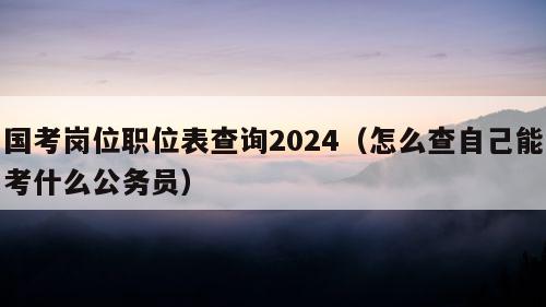 国考岗位职位表查询2024（怎么查自己能考什么公务员）