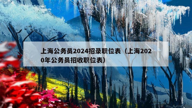 上海公务员2024招录职位表（上海2020年公务员招收职位表）