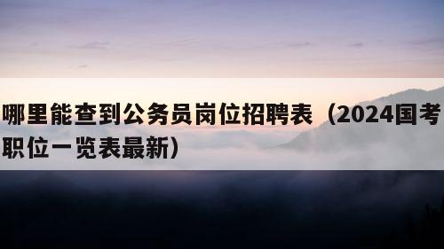 哪里能查到公务员岗位招聘表（2024国考职位一览表最新）