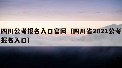 四川公考报名入口官网（四川省2021公考报名入口）