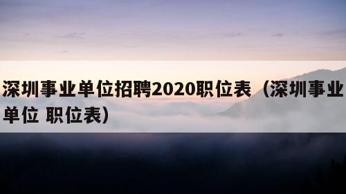 深圳事业单位招聘2020职位表（深圳事业单位 职位表）