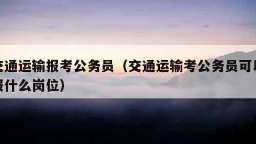 交通运输报考公务员（交通运输考公务员可以报什么岗位）