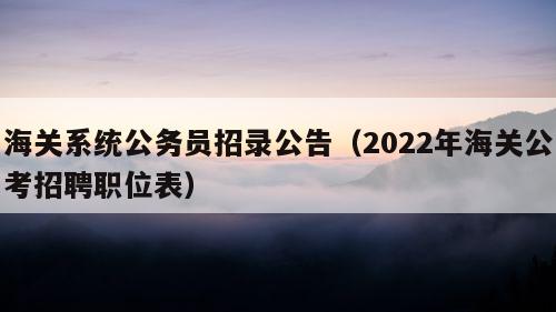 海关系统公务员招录公告（2022年海关公考招聘职位表）