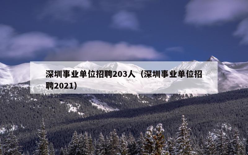 深圳事业单位招聘203人（深圳事业单位招聘2021）